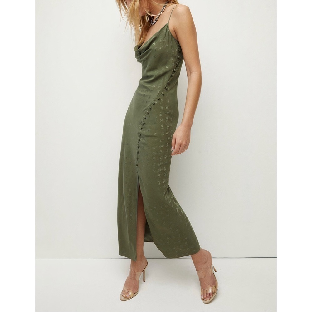 NWOT Veronica Beard Midi Silk Green Sleeveless Chapel Dress - Picture 4 of 7